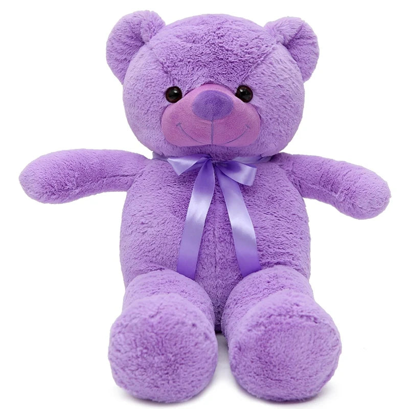 60-120cm New Giant Purple Bear Plush Toys Hug Figurine Ribbon Dolls Valentine's Day Birthday Gift for Girlfriend
