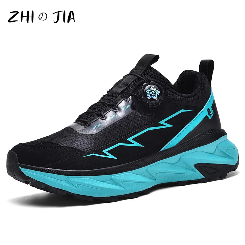 Spring Summer Large Rotating Buckle Mesh Breathable Sneakers Men's Running Shoes Fashion Casual Shoes 39-48