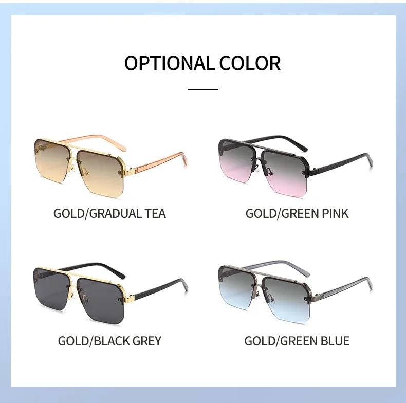 2025 New Square Box Sunglasses Trend Fashion Sunglasses Men And Women Half -frame Car Sunglasses 1202