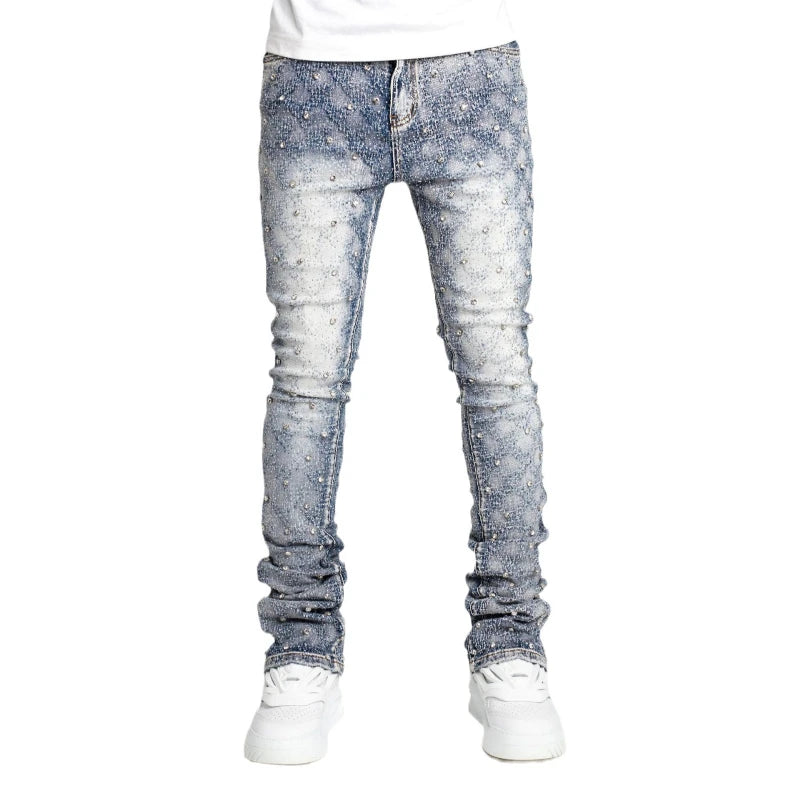 Jeans Denim Men Long Pants Flare Pant Hole Sheath High Waist Casual Punk Gothic Streetwear Straight Trousers Autumn Winter