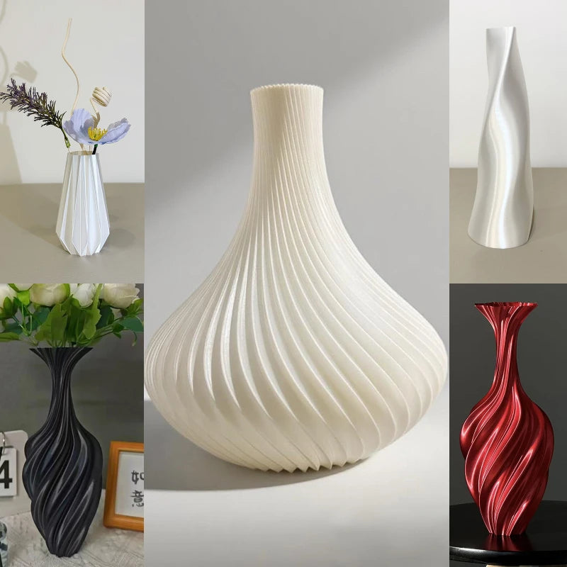 New Modern Style 3D Printed Flower Vase Swirl Pattern Aesthetic Floral Display for Living Room Desktop Decor