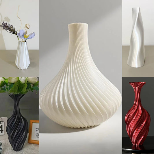 New Modern Style 3D Printed Flower Vase Swirl Pattern Aesthetic Floral Display for Living Room Desktop Decor