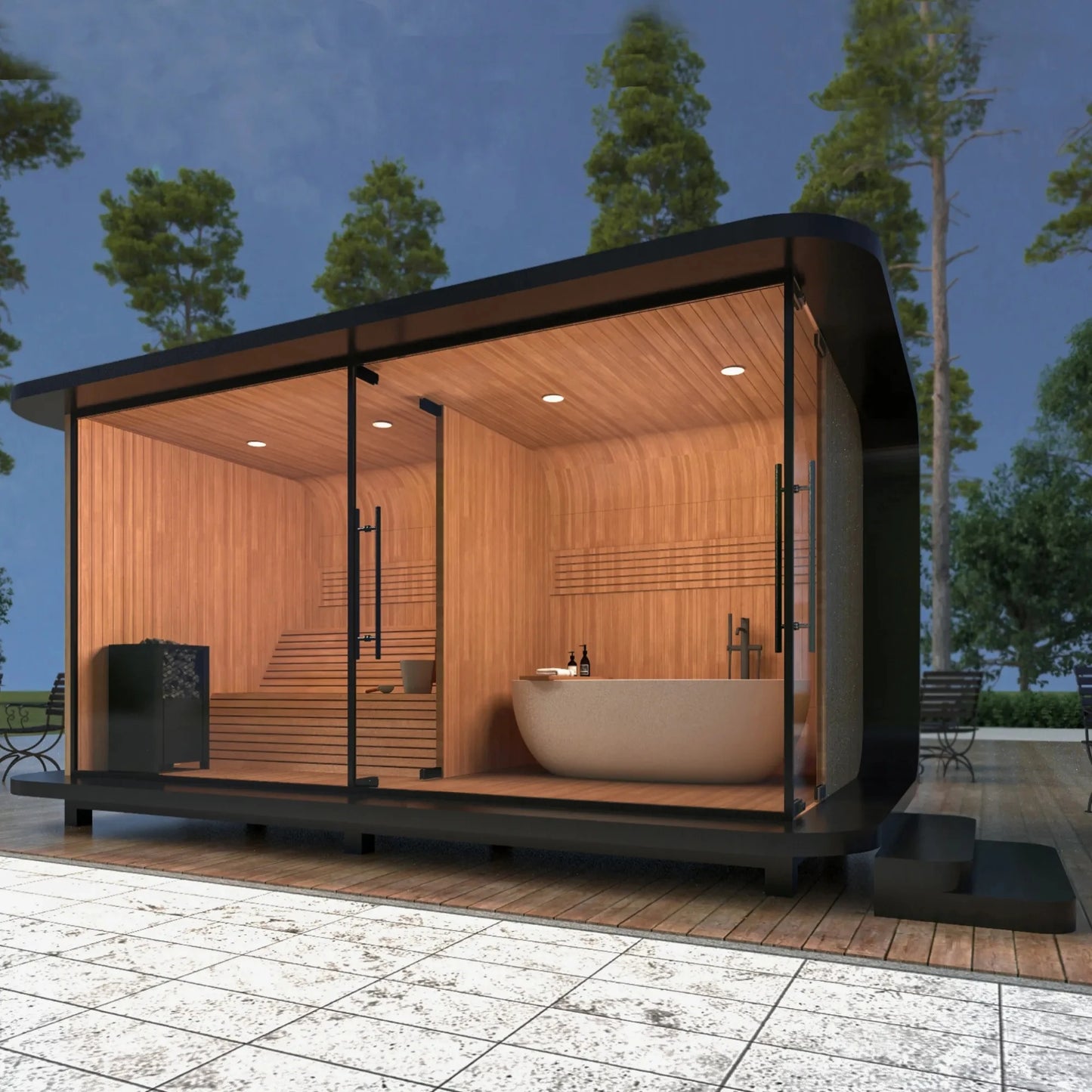 Hot Sale Modern Electric 9kw Outdoor Red Cedar Solid Wood 4 Person Far Infrared Wet Steam Traditional Sauna Room Health Benefits
