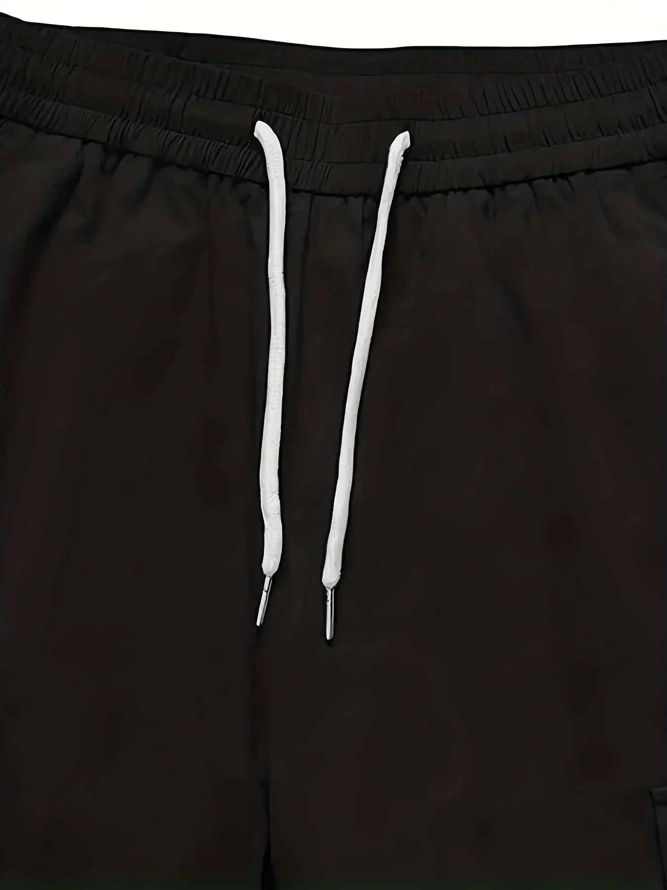 Plus Size Solid Color Spring Summer Men Casual Drawstring Cargo Pants Pockets Black Loose Out Door Elasticity Oversize Pants