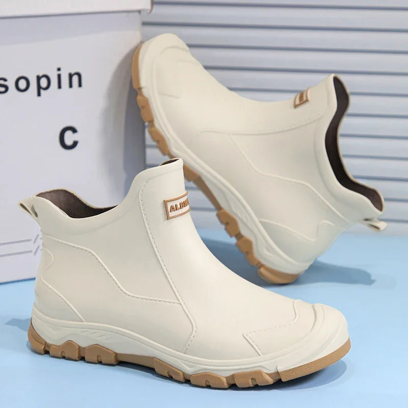 Waterproof Cross-Border Men's Rain Shoes Fashionable Short Socks Thickened Warm Rubber Work Anti-Slip Fishing Kitchen Rain Boots