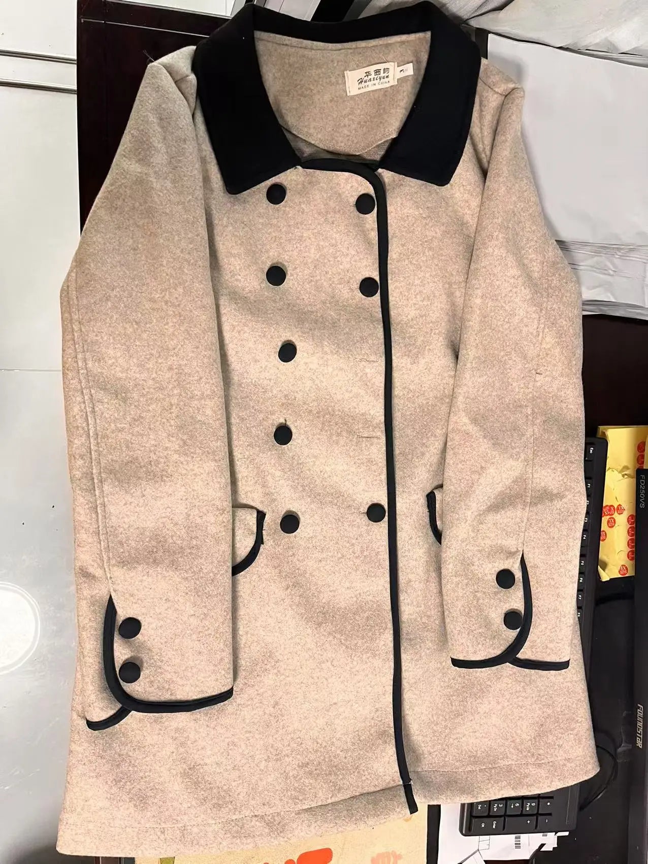 New High Quality Woolen Coat Female Autumn Winter Fashion Korean Slim Casual Versatile Style Contrast Color Wool Overcoat Women