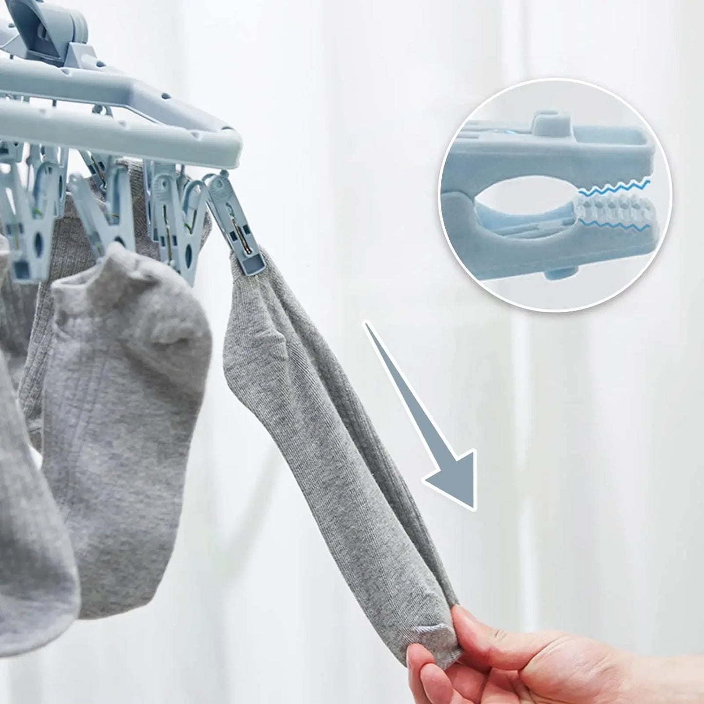 Clothes Drying Hanger with 32 Clips and Drip Foldable Hanging Rack  Laundry Clothes Hanger for Drying Socks Lingerie underwear
