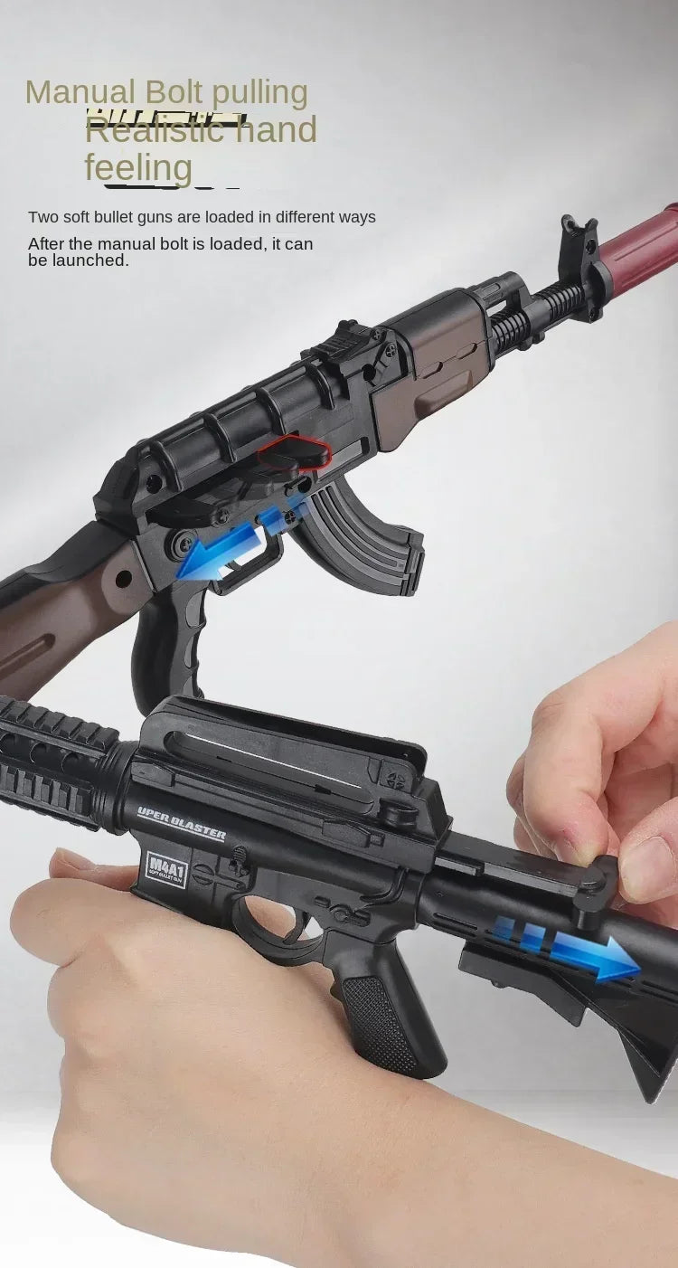 Soft Bullet Mini AK47 M4A1 Launchable Toy Gun Rifle Shell Ejection Toy Gun Model Children's Christmas Gifts Adult Toys
