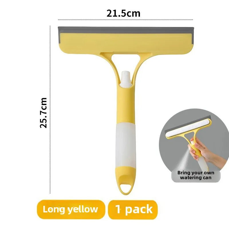 Three-in-one glass wiper with spray bottle, double-sided mirror, non-detachable wiper blade, baffle care set
