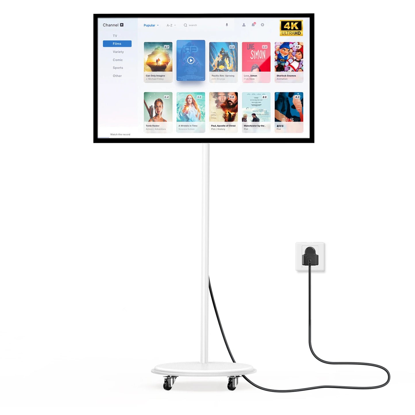 Portable TV 32 Inch Smart Touch, Rotating 2K LCD Screen with Built-in Cables, Android Operating System Stanbyme