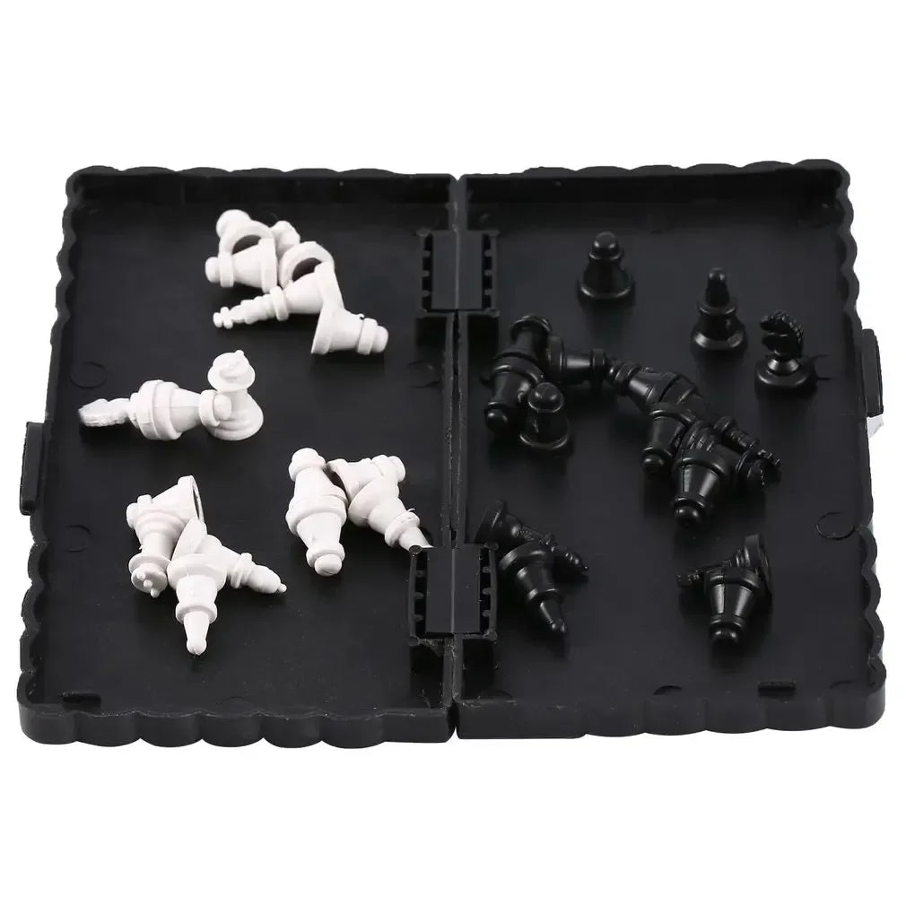 1set Mini Magnetic Chess Set Folding Magnetic Plastic Chessboard Board Game Portable Outdoor Travel Camping Entertainment