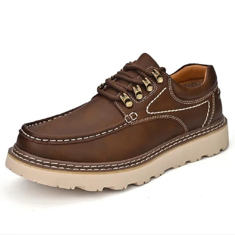 Men's Work Shoes Luxury Brand Leather Outdoor Casual Shoes for Men Dress Shoes High Quality Comfy Thick Bottom Shoes D2A54