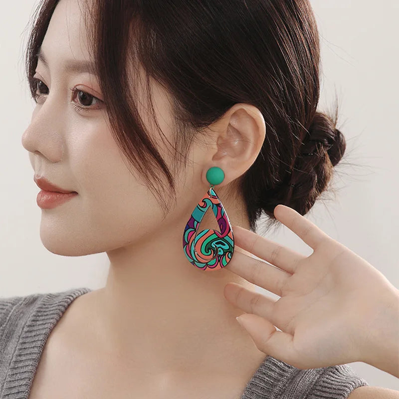NISHIZAWA Colorful Design Earrings for Women Acrylic Water Drop Geometric Earrings