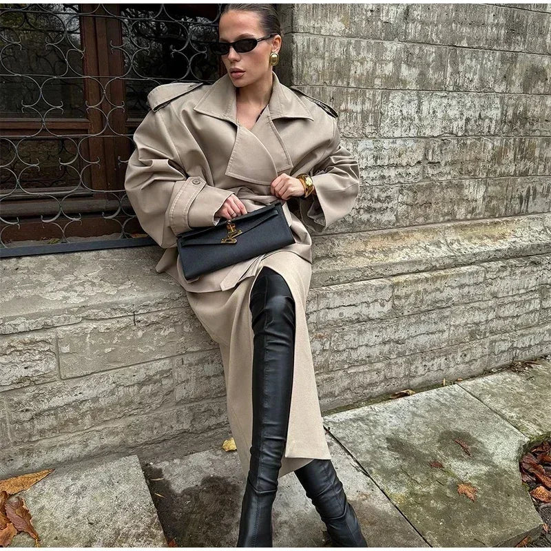 Solid Laepl Lace Up Trench Coat Women Fashion Full Sleeve Waist Cinching Short Windbreak 2025 New Autumn office commute outwear