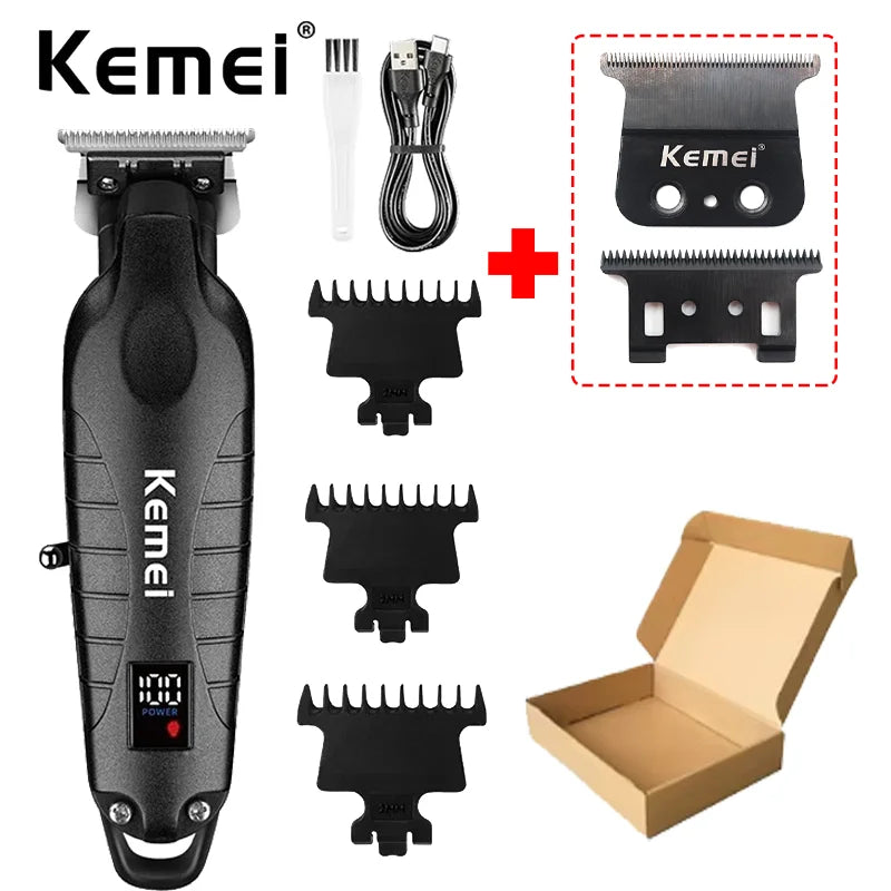 Kemei Km-2293 Barber Cordless Hair Trimmer 0mm Zero Gapped Carving Hair Clipper Professional Electric Finish Cutting Machine