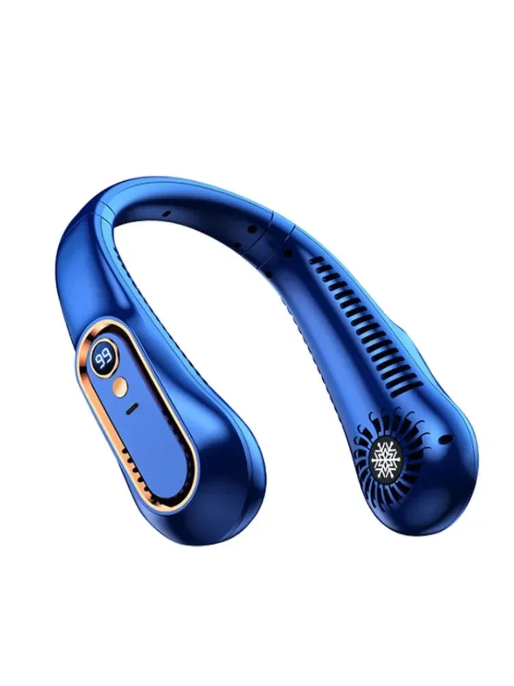 Hanging Neck Fan Digital Display Power Bladeless Neckband Fan Portable Mini Air Cooler USB Rechargeable Electric Fans