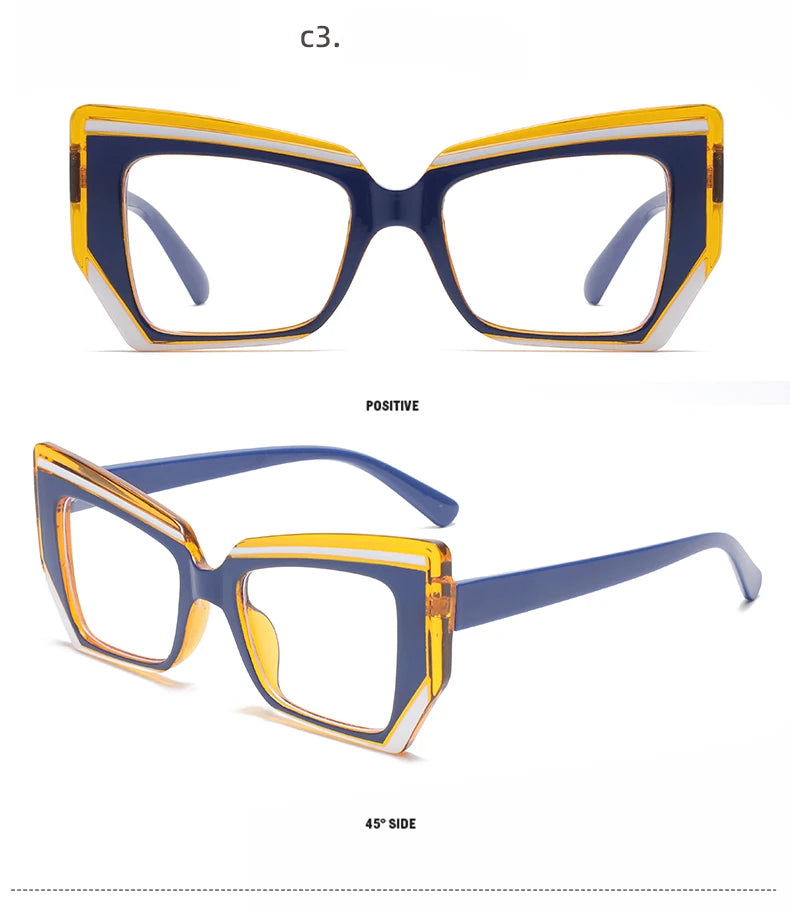 Cat Eye Anti Blue Light Glasses Women Trendy Polygonal Vintage Luxury Design Eyeglasses Ladies Fashion Irregular Square Eyewear