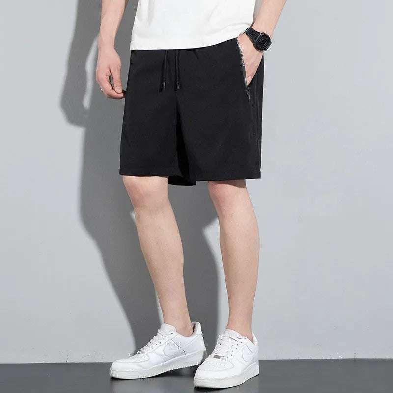 Quick Dry Shorts Men Summer Thin Short Pants Running Sports Bottom Gym Fitness Beach Zipper Pocket Loose Short Sweatpants Men