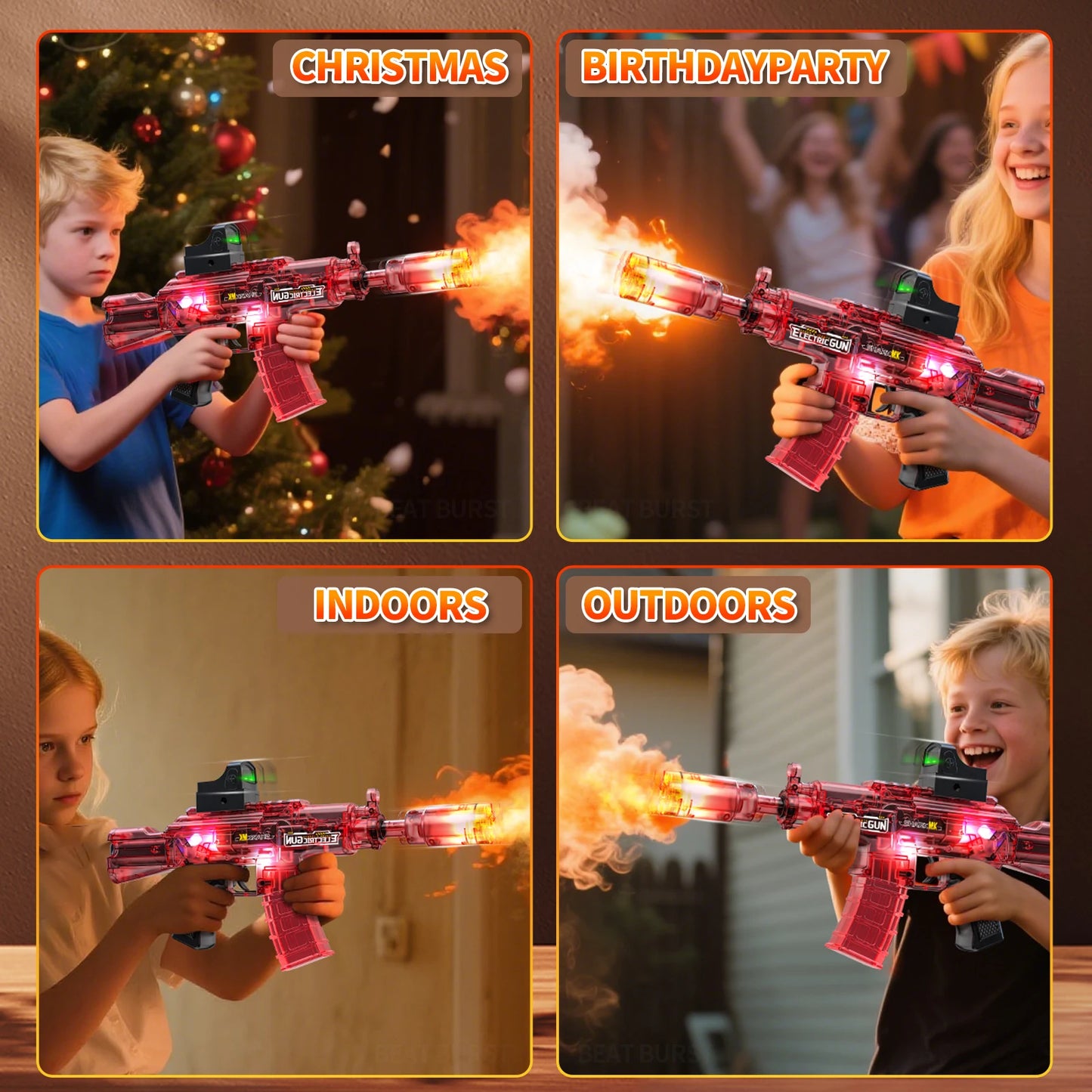 2025 Kids Hot Selling Electric Spray & Water Gun Simulates Sound Light Gun Toys Outdoor Activities Spray Vibration Gun Toys