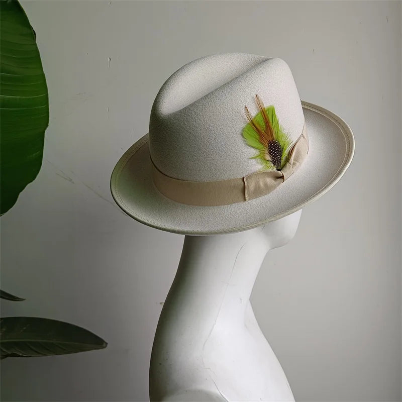 Green Retro Men's Spring Hat Unisex Men's Bow Women's Curved Brim Wide Brim Sun Hat Straw Hat Beach Hat sombrero hombre