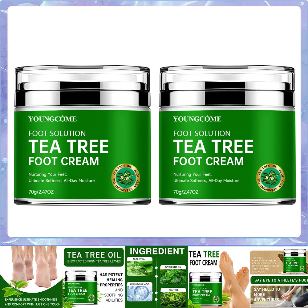 Tea Tree Foot Cream moisturizer with aloe vera and tea tree oil to deeply nourish the skin, for dry and rough skin, daily hand