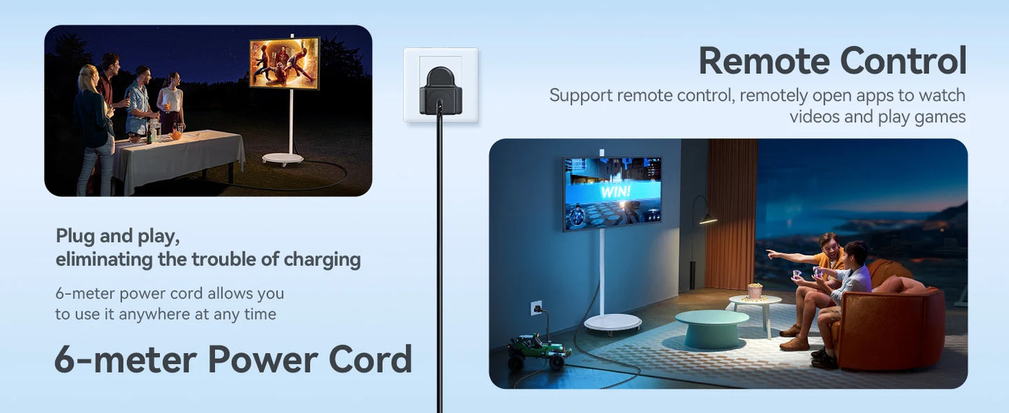 Portable TV 32 Inch Smart Touch, Rotating 2K LCD Screen with Built-in Cables, Android Operating System Stanbyme