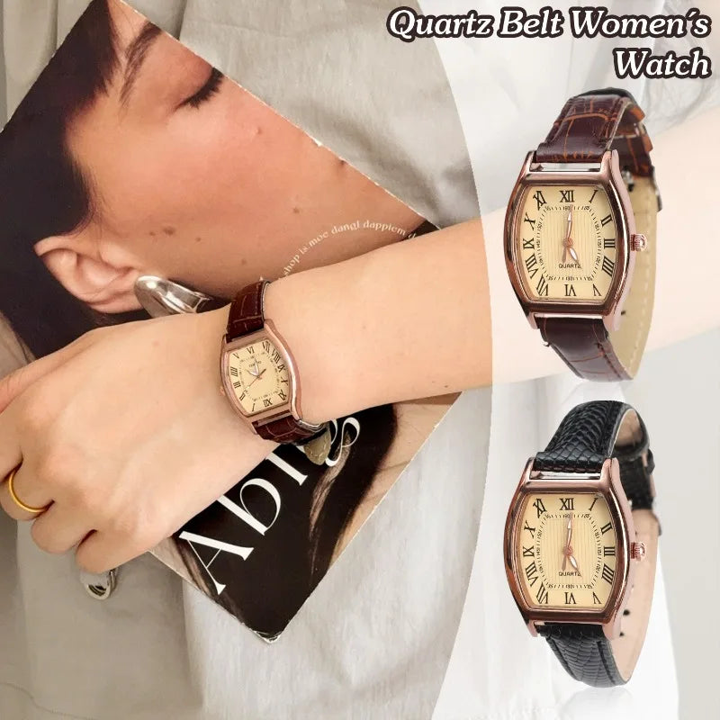 Simple Fashion Retro Brown Women Quartz Watches High Quality Ladies Wristwatches Vintage Leather Watchband Watch for Lovers Gift