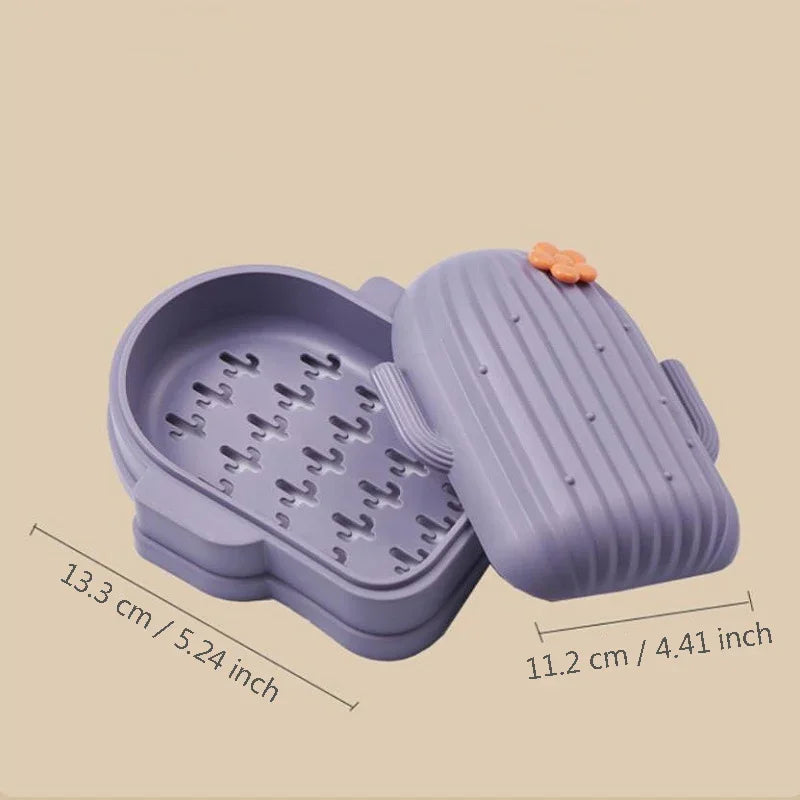 Cartoon Cute Soap Box Cover Household Soap Box Bathroom Bathroom Dormitory Drain Soap Box Travel Portable Waterproof Soap Box