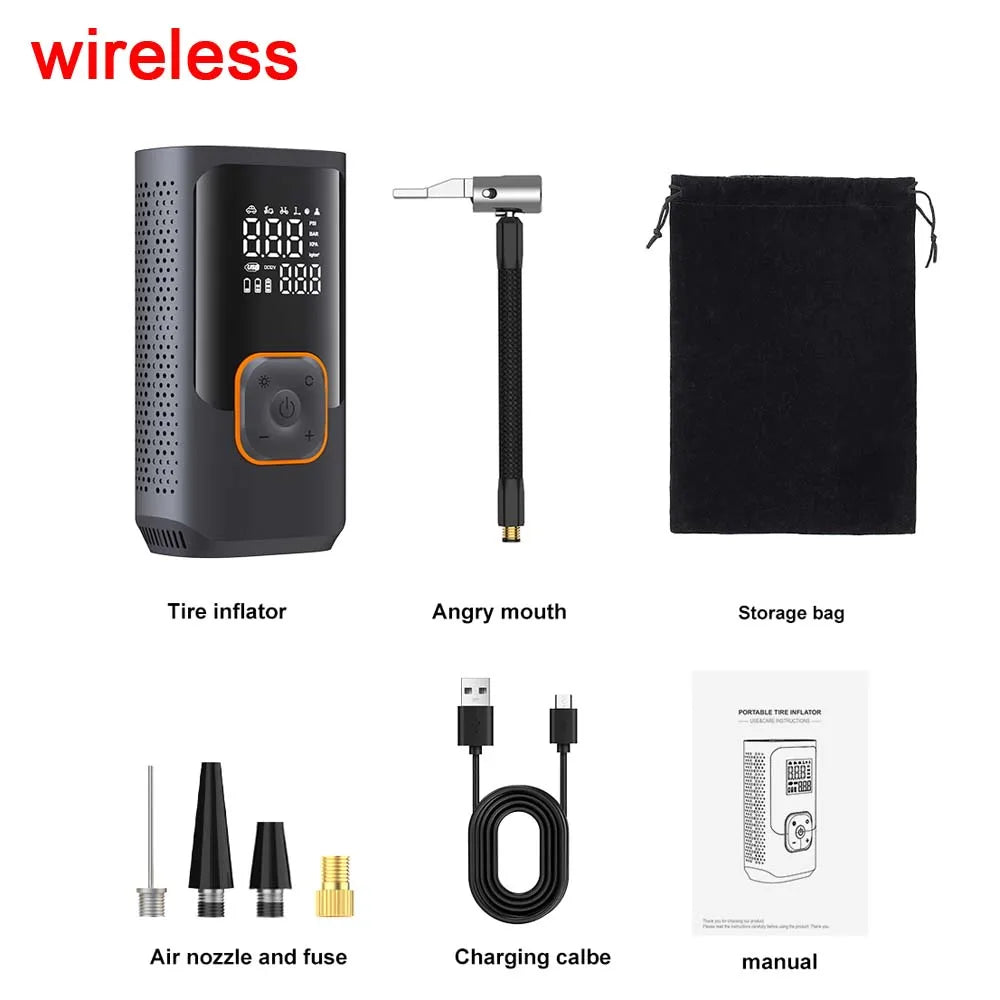 Car Inflator Compressor Pump With LED Lamp For Car Motorcycle Bicycle Tyre Balls Wireless Electric Car Air Tire Pump