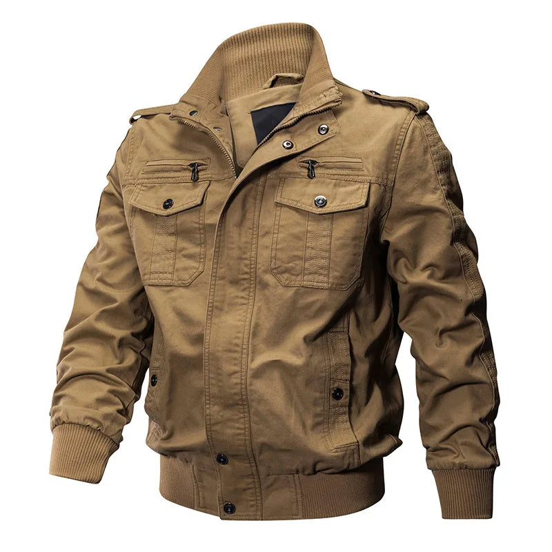 Big Size 6XL Army Cargo Jackets Men Spring Autumn Military Multi-pocket Bomber Coats Male Stand Collar Air Force Tactical Jacket