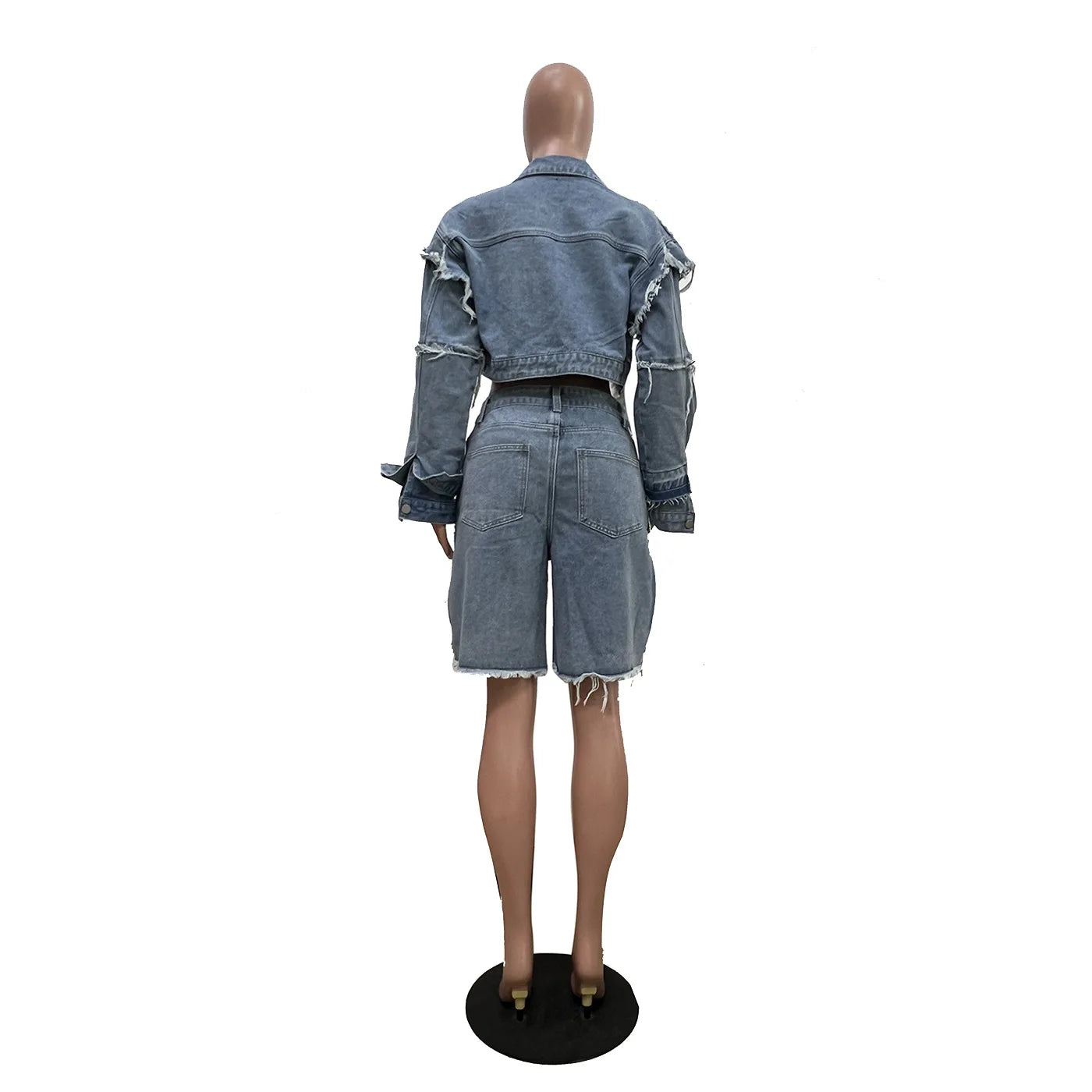 Denim Jean Jackets 2 Piece Pant Set Outfits Women Spring Clothes Y2K Streetwear Sexy Elegant Denim Shorts Two Piece Pant Sets