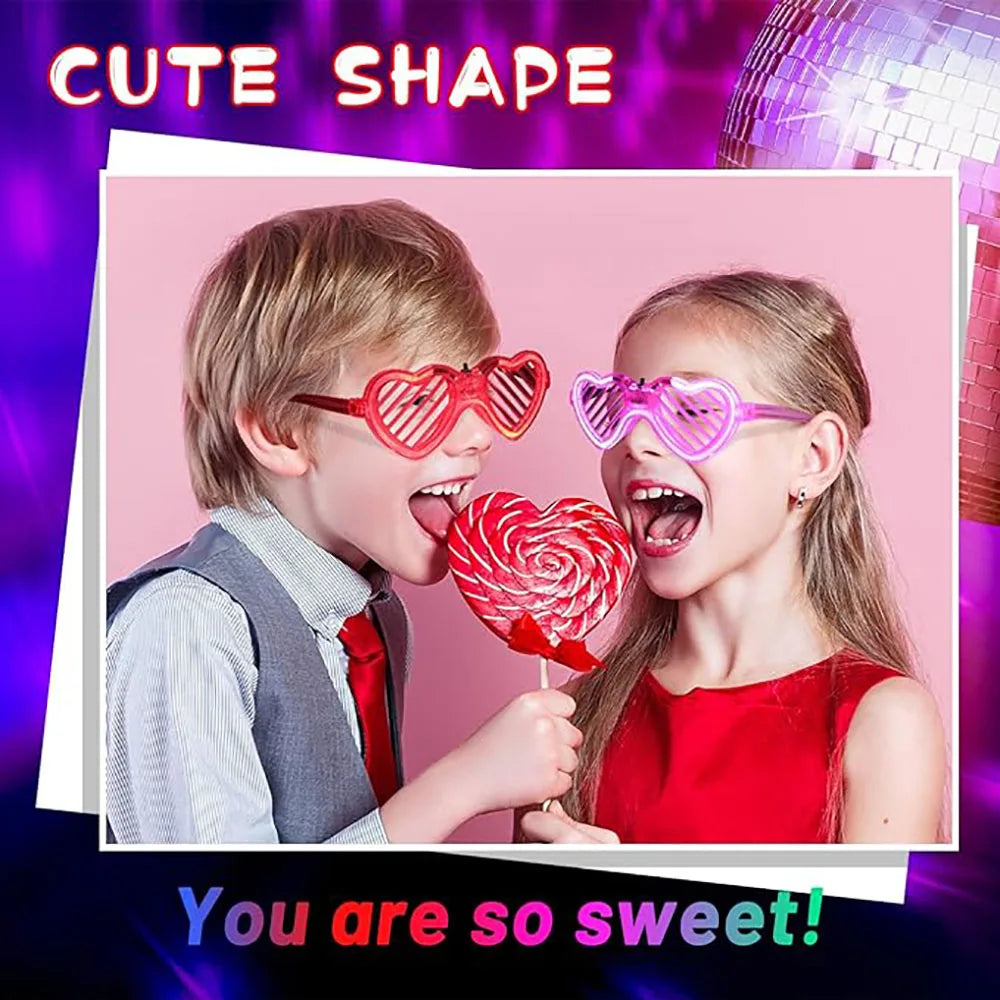 5/10/20/30Pcs Glow In The Dark Glasses Heart Shaped LED Light Up Sunglasses Glow Neon Party Favor for Kids Adults Party Supplies
