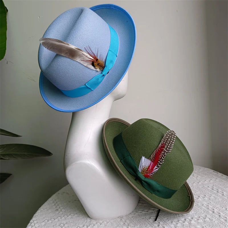 Green Retro Men's Spring Hat Unisex Men's Bow Women's Curved Brim Wide Brim Sun Hat Straw Hat Beach Hat sombrero hombre