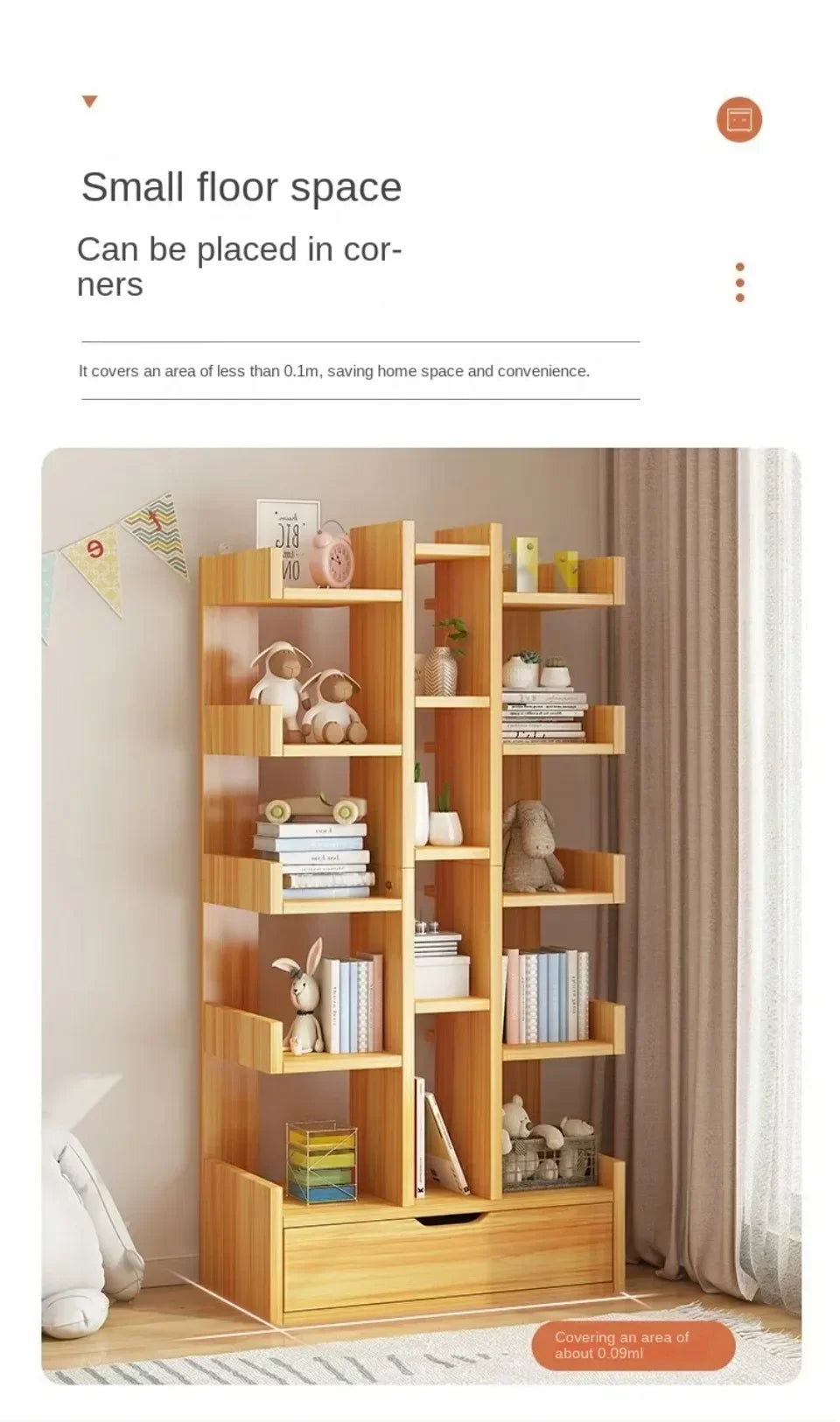 Multi-Level Bookshelf Floor Standing Storage Racks Office Display High Load-bearing Space Saving Stable and Durable Bookshelf