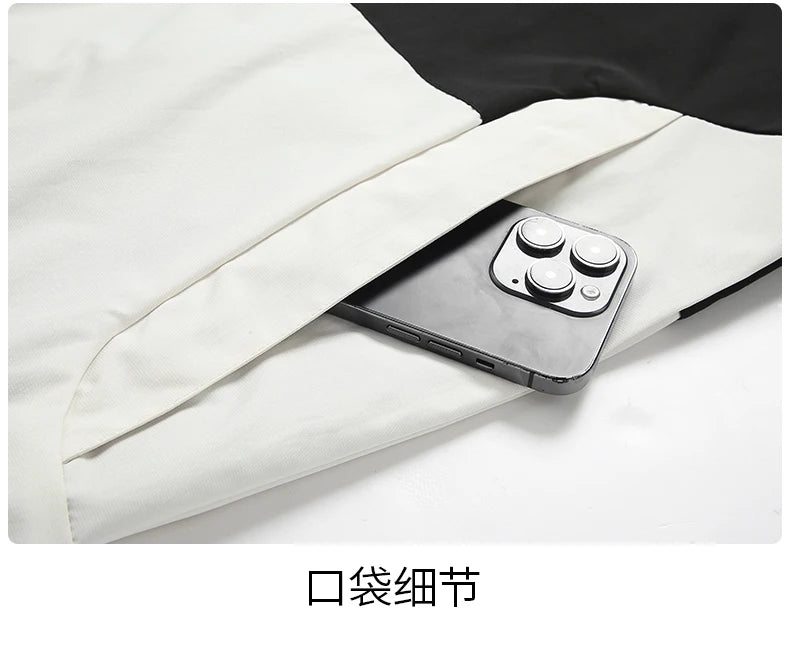 Casual Sports Jacket Men's 2025 Spring New Minimalist Splicing style Retro Windbreaker Male Trendy Loose Oversized Hooded Coat