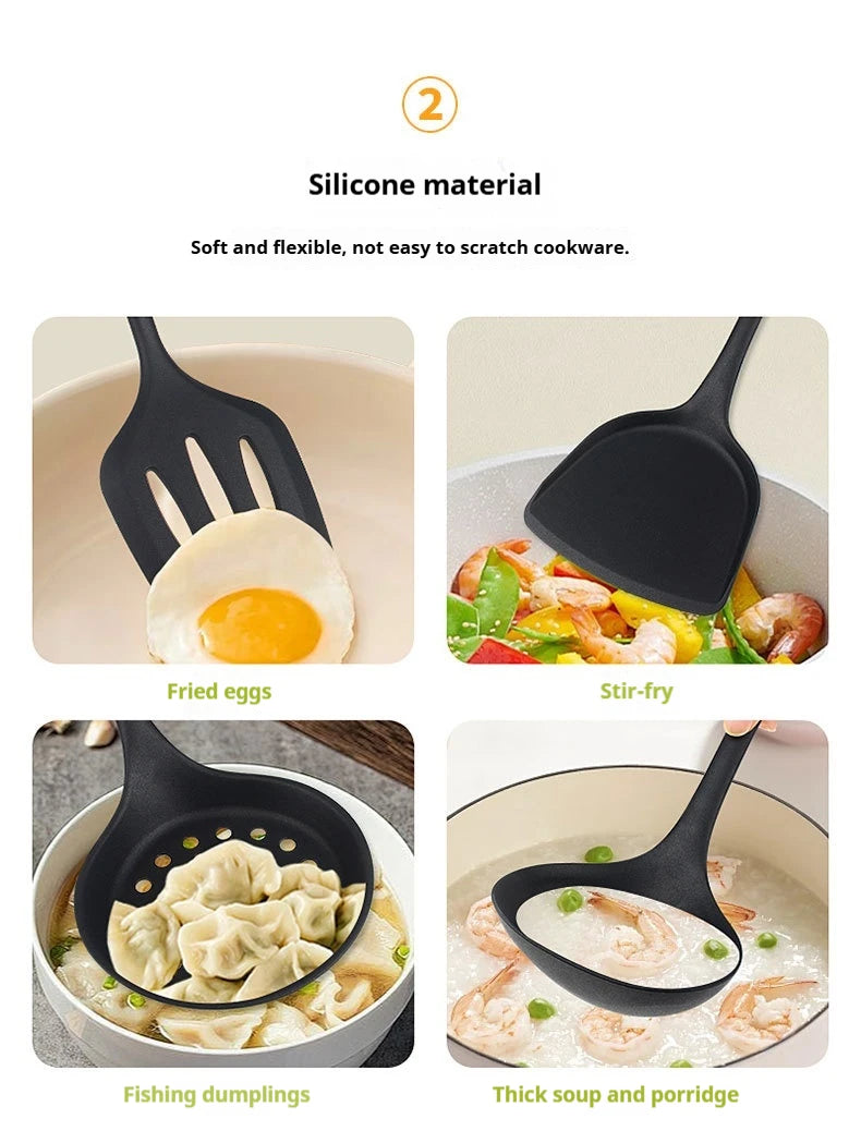 1/4/8pcs Non-Stick Pans Silicone Spatula Soup Ladle Slotted Spoon Cooking Tools for Kitchen Kitchen Utensil
