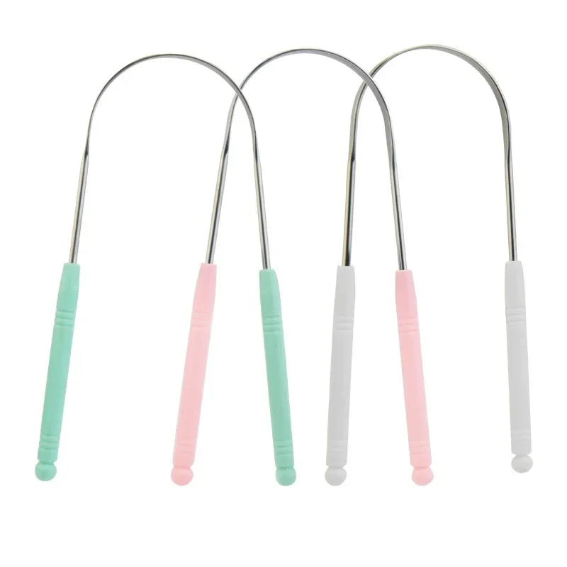 New Stainless Steel Tongue Scraper Fresh Breath Cleaning Coated Tongue Toothbrush Oral Hygiene U-shaped Metal Tongue Scraper