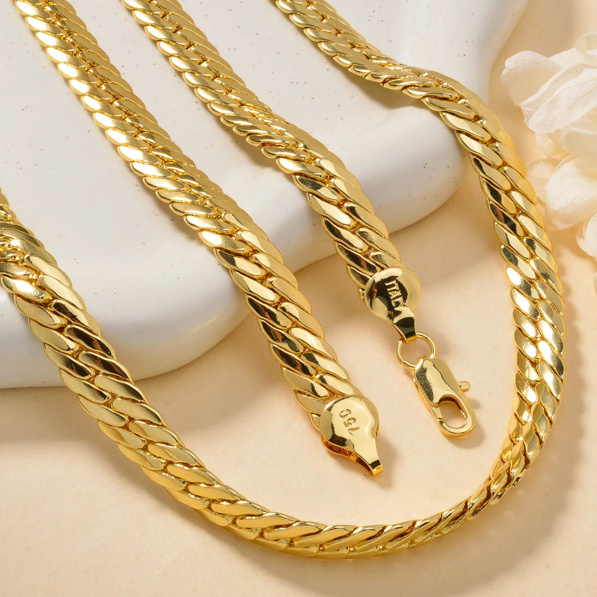 Sunny Italy 750 Copper Alloy Men's and Women's Necklace, High Temperature Resistant, Suitable for Street Hip Hop Jewelry Gifts