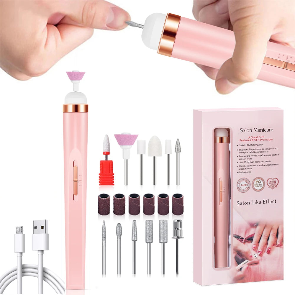 LULAA Electric Nail Drill Kit Rechargeable Cordless Manicure Kit Portable Nail Grinding Polisher for Trim Nails Exfoliating