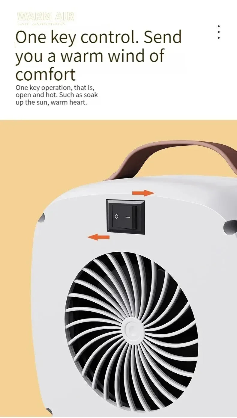 Home mini multifunctional air heater, USB silent powerful small square heater, fast heating fan, office desktop electric heater.