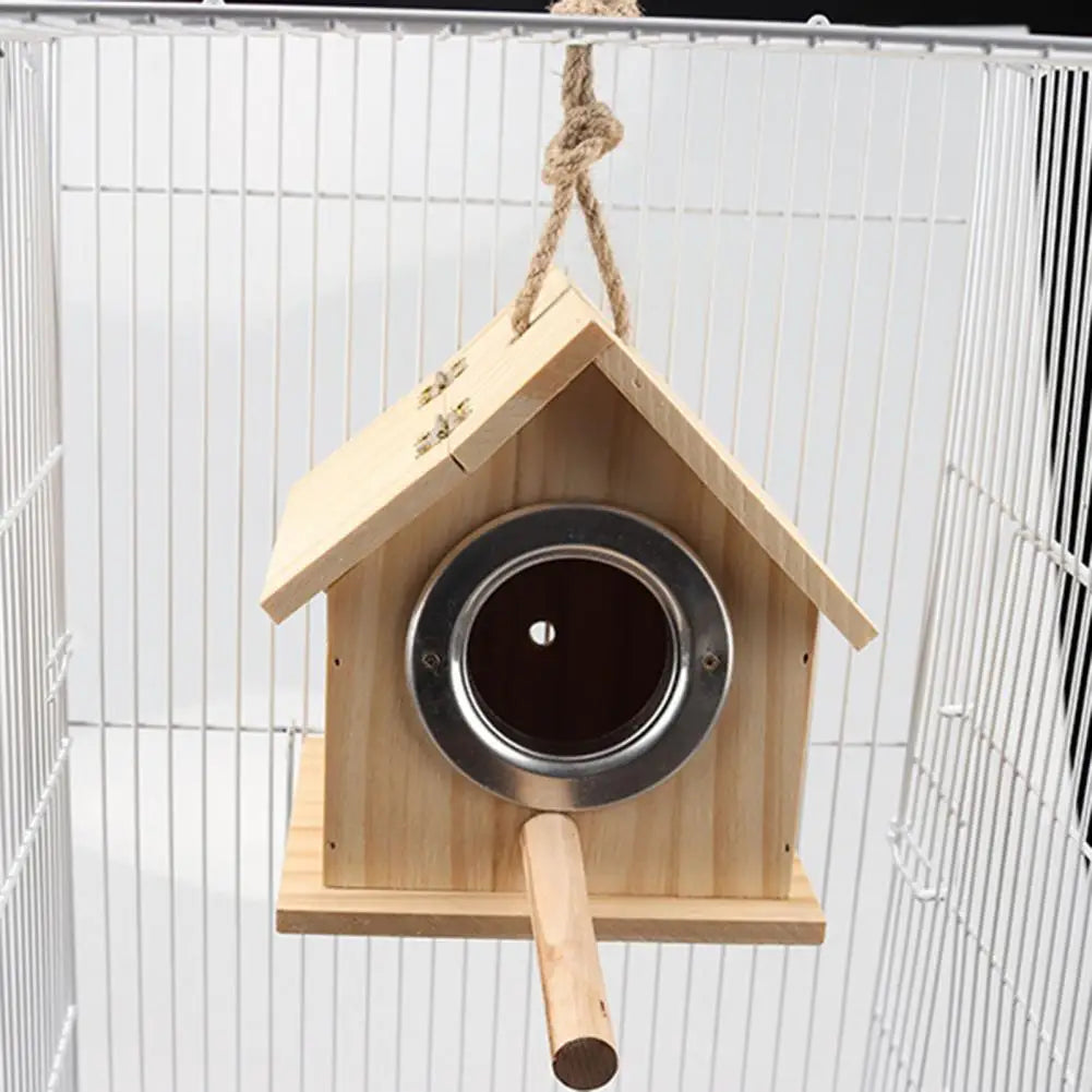 Bird Nest Sturdy Garden Decoration Wooden Bird House Eco-friendly Bird Nesting Box  Natural Wood