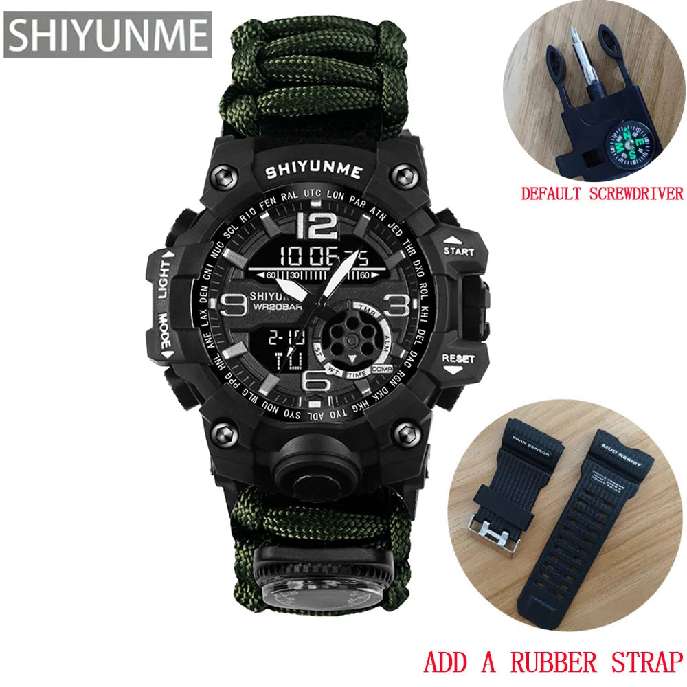 SHIYUNME G Style Military Sports Digital Watches Compass Outdoor Survival Multi-function Waterproof Mens Watch Relogio Masculino