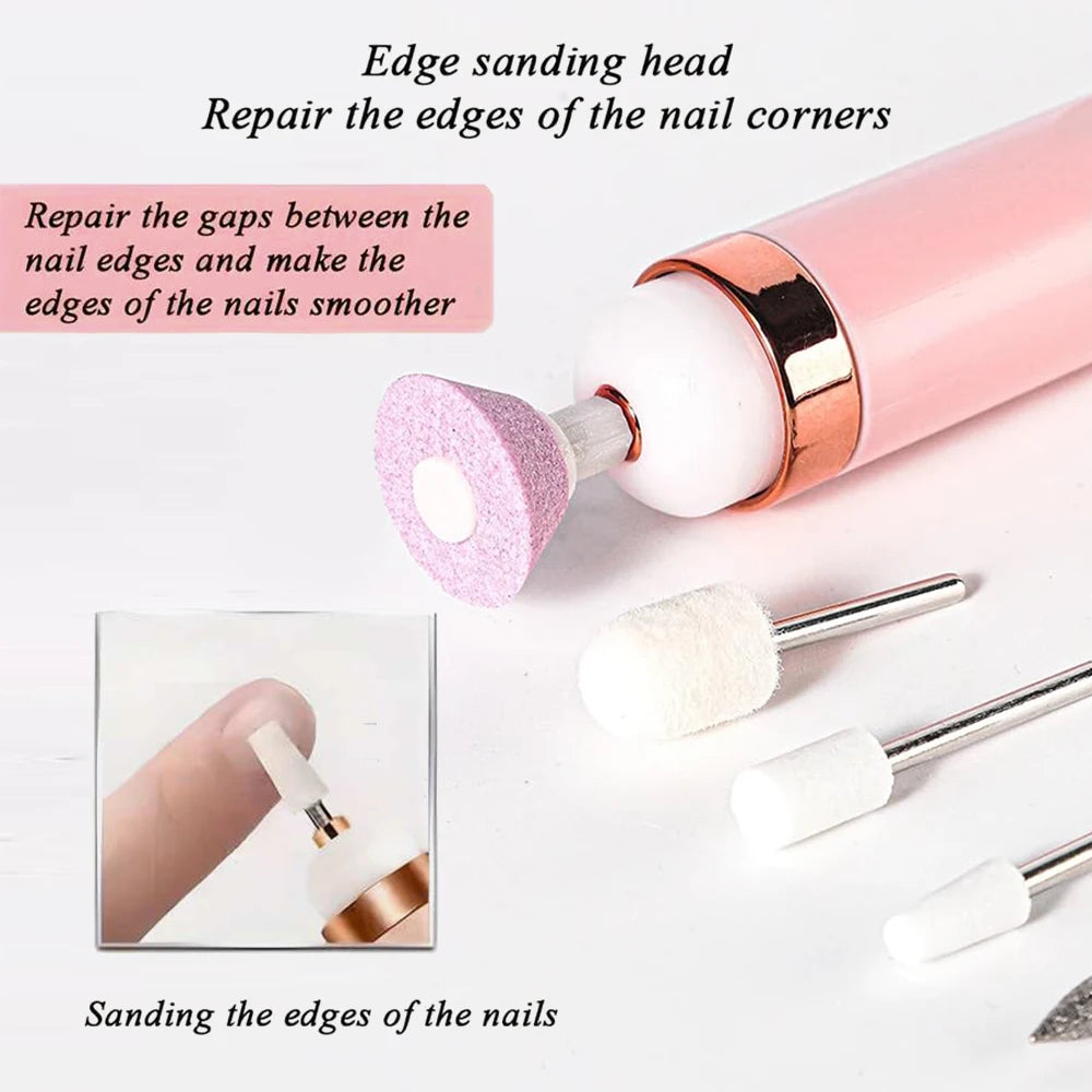 LULAA Electric Nail Drill Kit Rechargeable Cordless Manicure Kit Portable Nail Grinding Polisher for Trim Nails Exfoliating