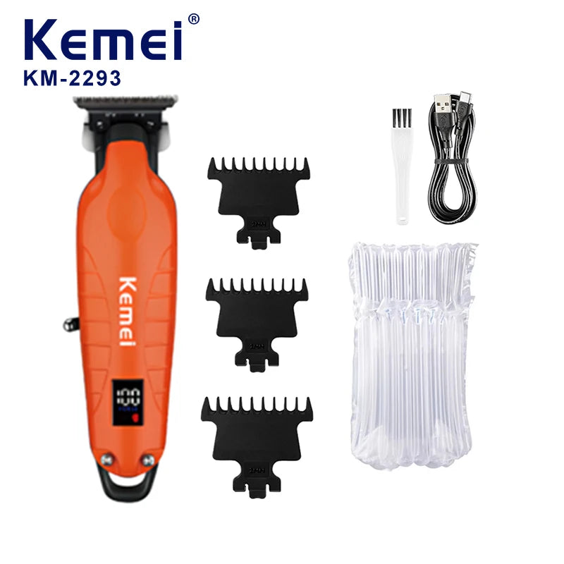 Kemei 2293 Electric Hair Clippers Men Professional Barber Hair Cutting Machine Wireless Carving Clipper Alloy Body Hair Trimmer