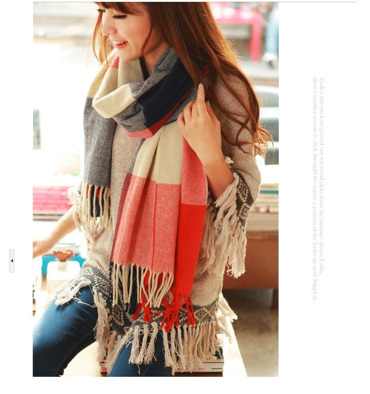 Winter Female Lattice Imitation Cashmere Scarf Autumn And Winter Thick Fashion Warm Wild Scarf Shawl