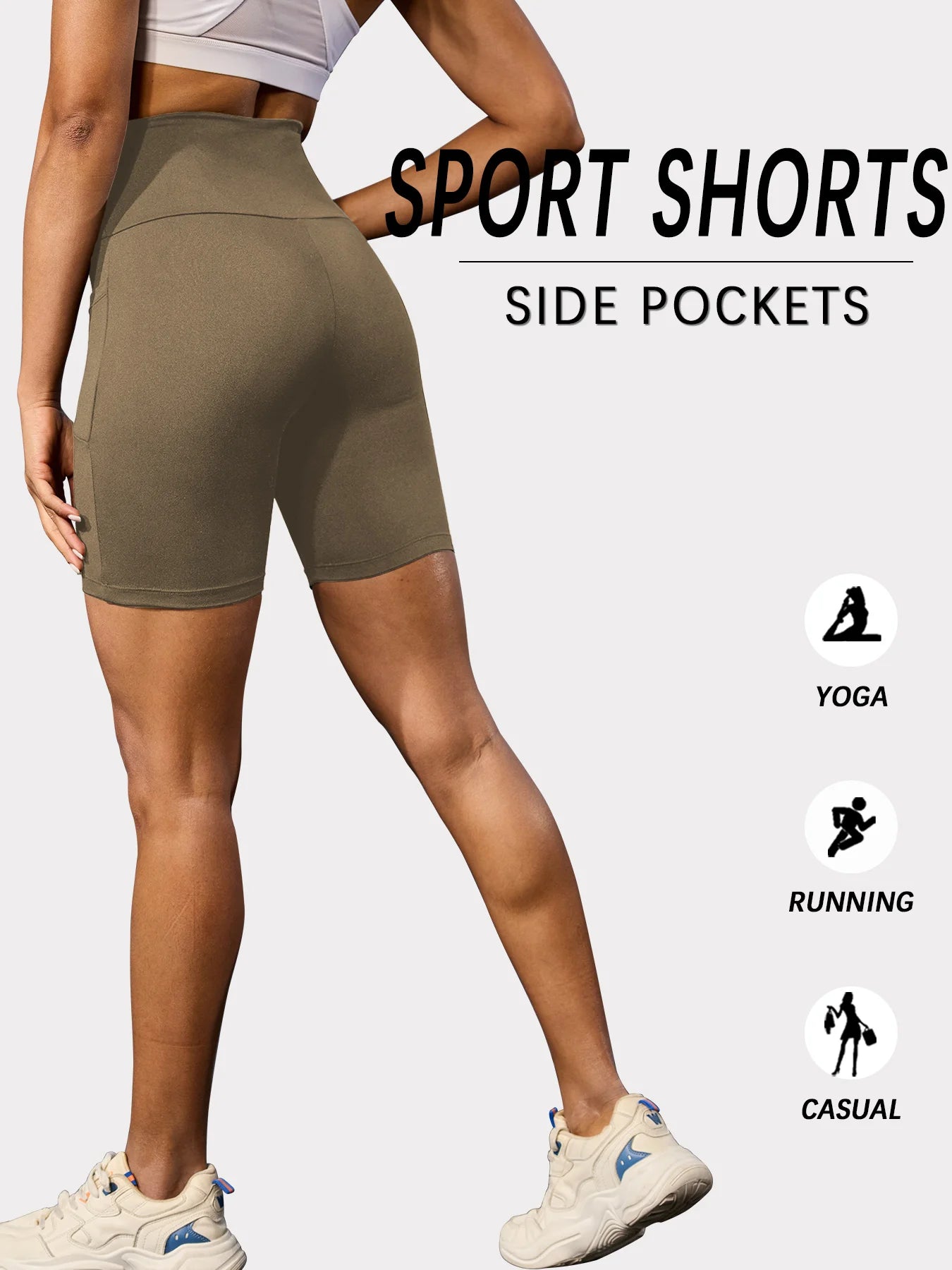 Plus Size Workout Shorts for Women High Waisted Biker with Pockets Super Soft No See Through Tummy Control
