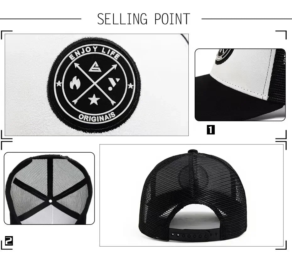 New round label letter grid baseball cap Spring and autumn outdoor men's and women's casual sunshade cap