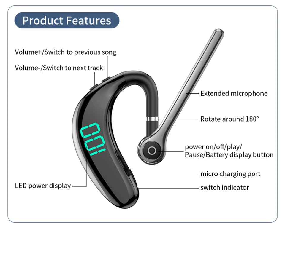 Wireless Bluetooth Headphones With Microphone Earphones Handsfree Noise Canceling Headset For Talking Business Driving Audifonos