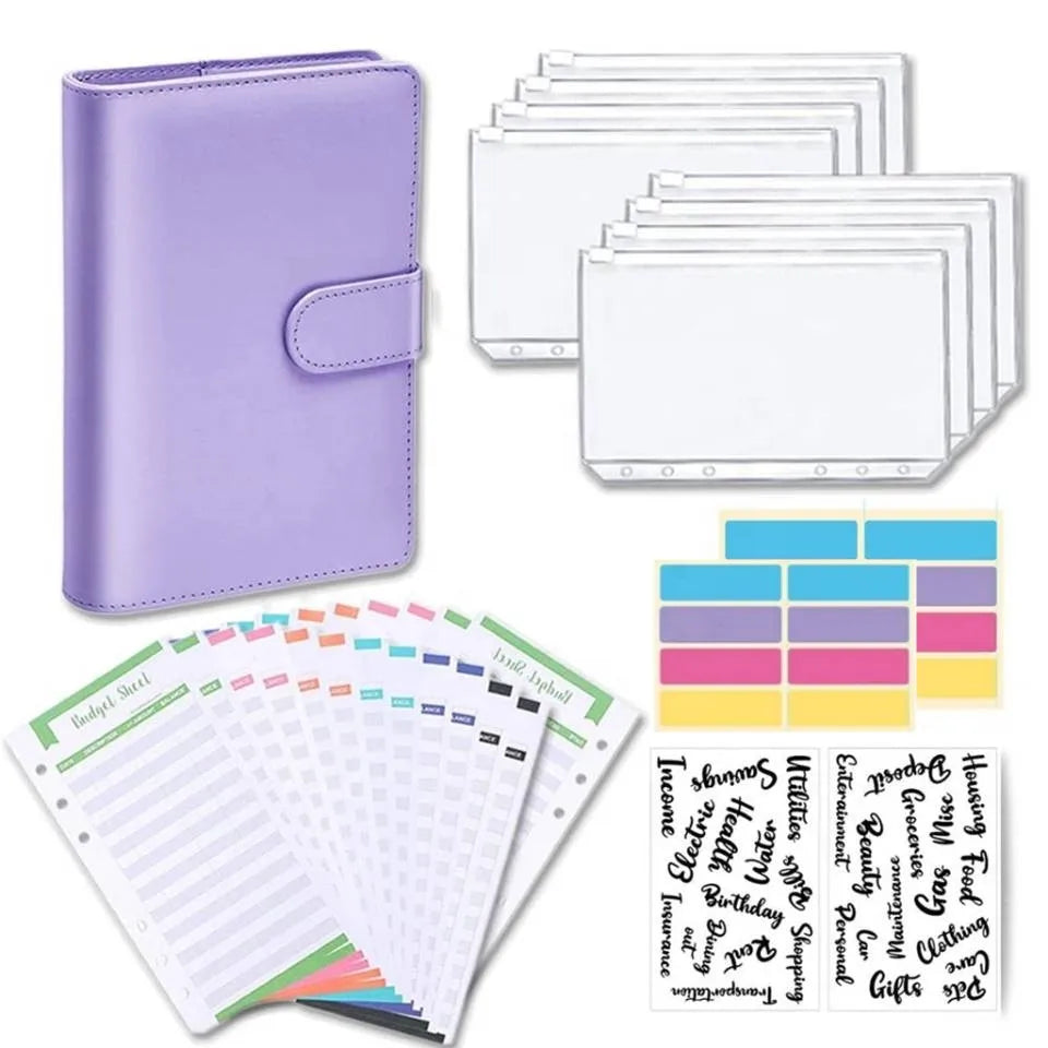 Leather Budget Binder With Cash Envelopes Pockets Zip Small French Budget Pouch Binder For Saving Money A6  Planner Organizer