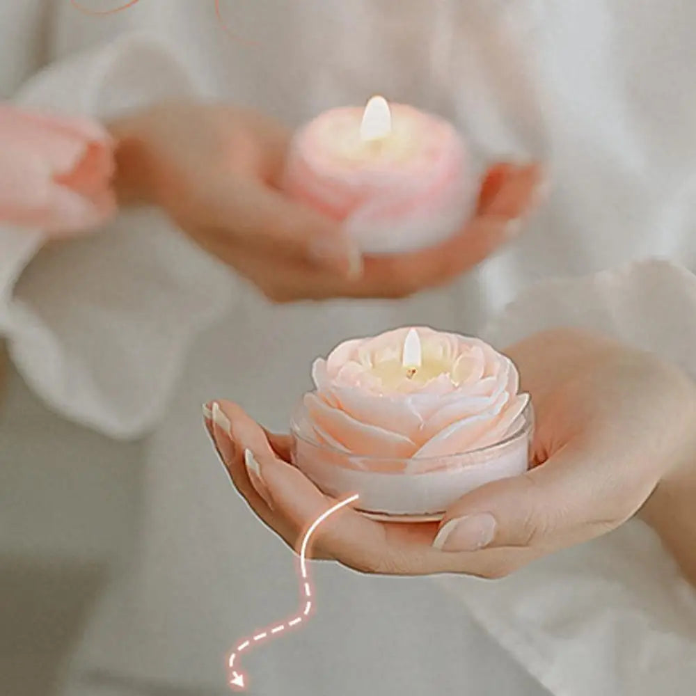 1Pc Beautiful rose Flower Scented Candle Smokeless Low Temperature Soy Wax Aromatherapy Candles Ornament Home Decoration Gifts